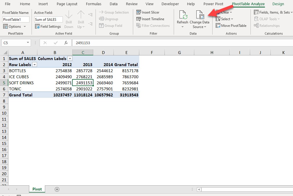 Refresh External Data Source in Excel Pivot Table