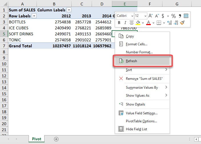 Refresh External Data Source in Excel Pivot Table | MyExcelOnline