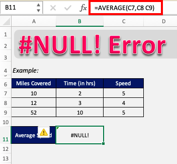 NULL value in Excel