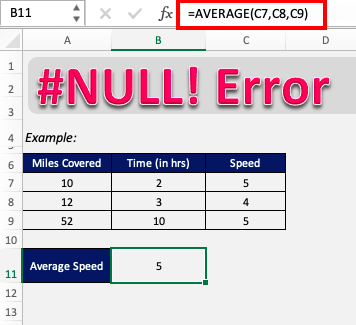 NULL value in Excel