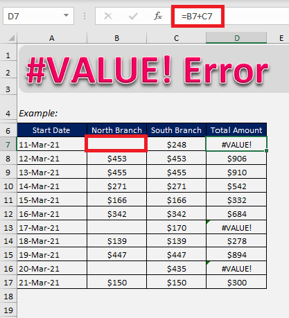 #value! error in excel