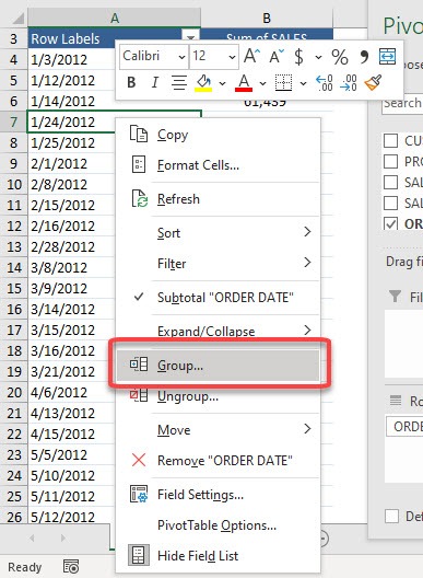 Errors when grouping by dates