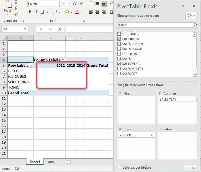 Field List & Areas