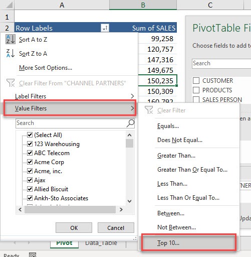 Pivot Filter by Values - Top or Bottom %