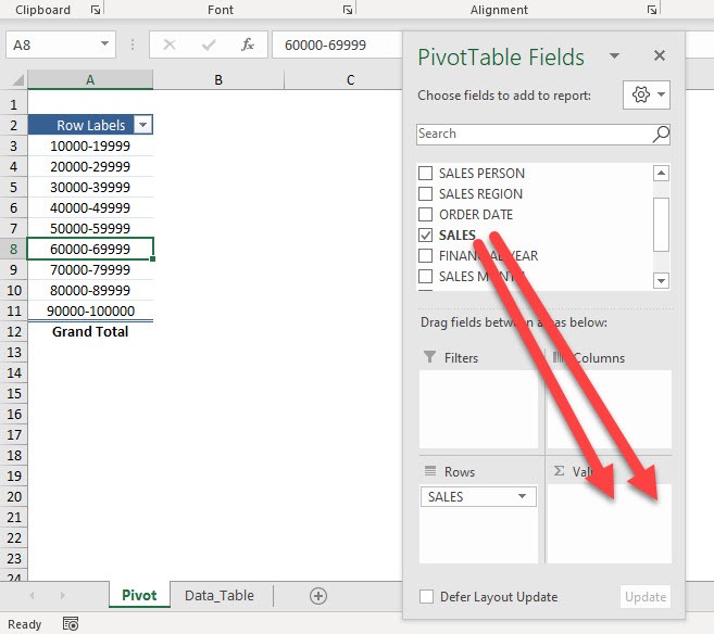Group by Sales Range in Excel Pivot Tables | MyExcelOnline