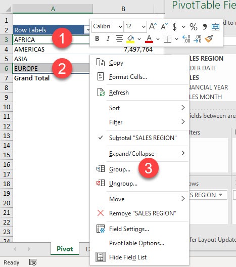 Group by Text fields in Excel Pivot Tables