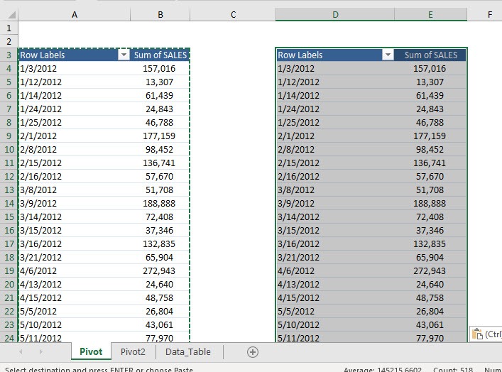 Group Two Excel Pivot Tables Independently