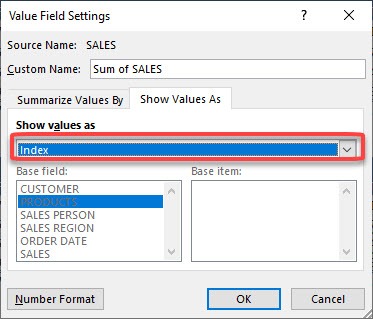 Index in Excel Pivot Tables