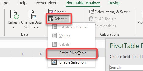 Print Excel Pivot Table on two pages