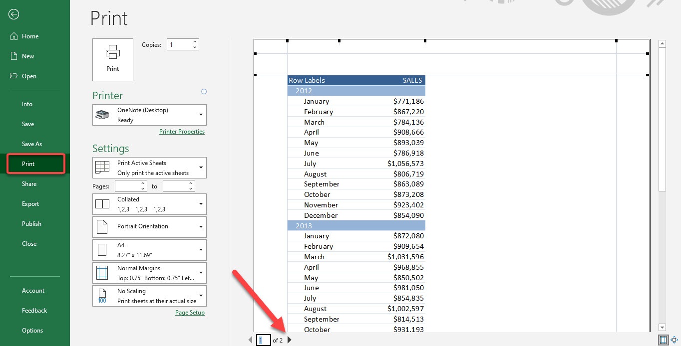 Print Excel Pivot Table on two pages | MyExcelOnline