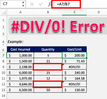 How to fix the #DIV/0! error in Excel Formulas