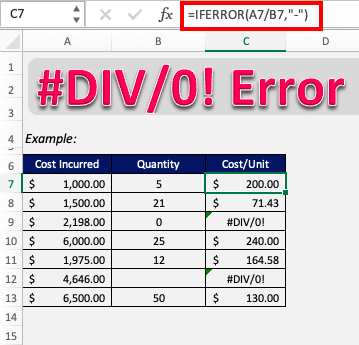 How to fix the #DIV/0! error in Excel Formulas