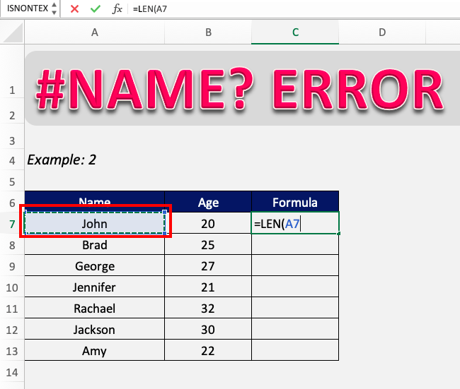 How to fix the #NAME error in Excel?