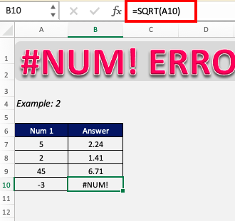 How to fix the #NUM error in Excel?