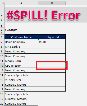 How to fix the #SPILL! error in Excel formulas