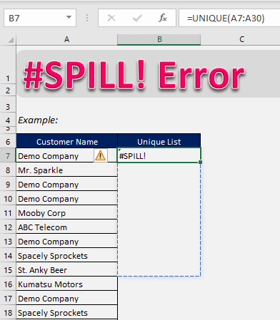 How to fix the #SPILL! error in Excel formulas