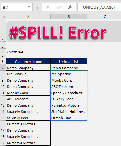 How to fix the #SPILL! error in Excel formulas