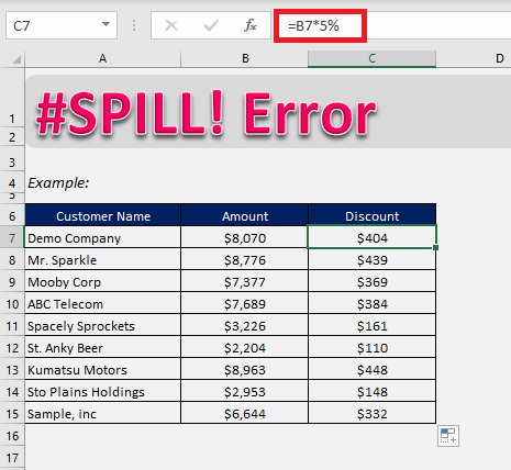 How to fix the #SPILL! error in Excel formulas