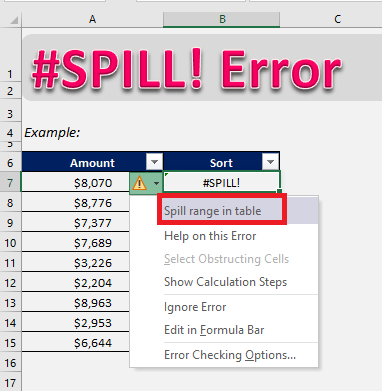 How to fix the #SPILL! error in Excel formulas