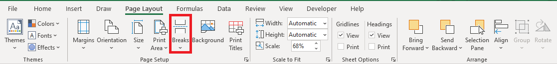 Break Line on Worksheet