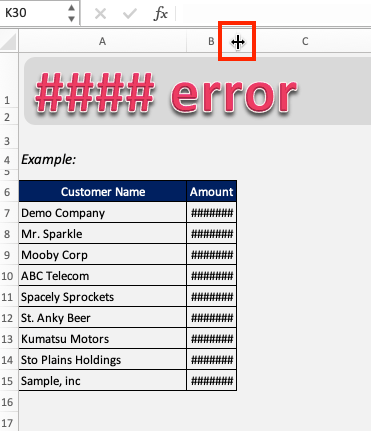 How to correct a ##### error