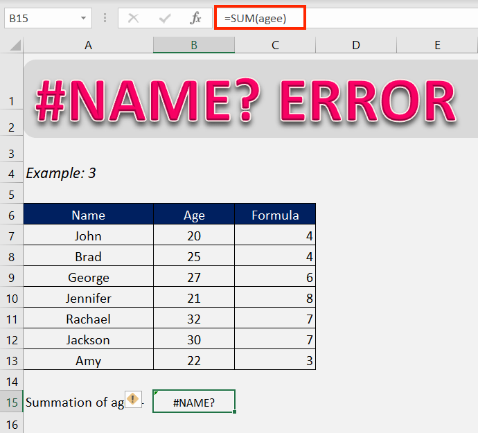 How to fix the #NAME error in Excel?