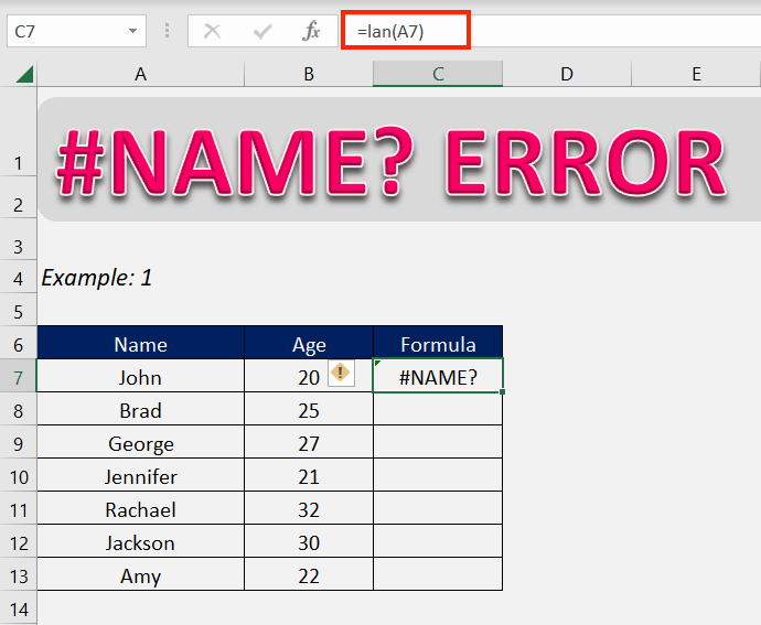 How to fix the #NAME error in Excel?