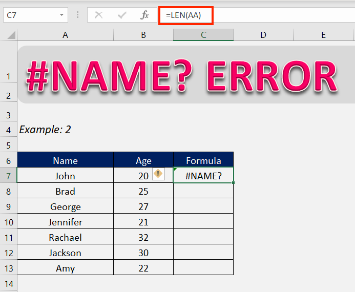 How to fix the #NAME error in Excel?