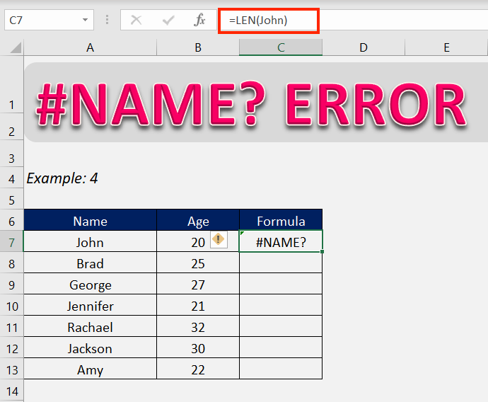 How to fix the #NAME error in Excel?