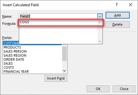 Editing a Calculated Field