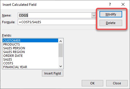 Editing a Calculated Field