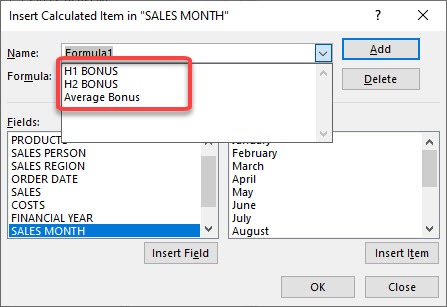 Editing a Calculated Item