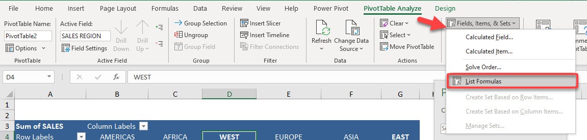 List Calculated Field and Item formulas