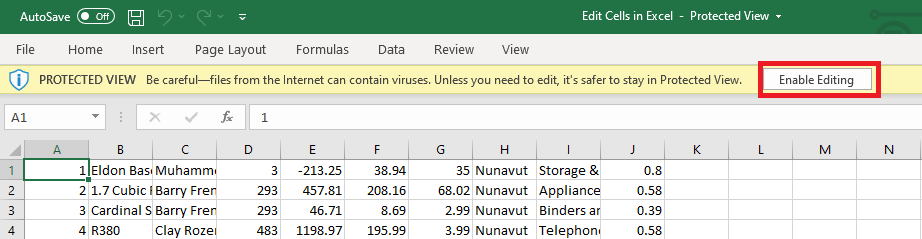 How to edit cells in Excel