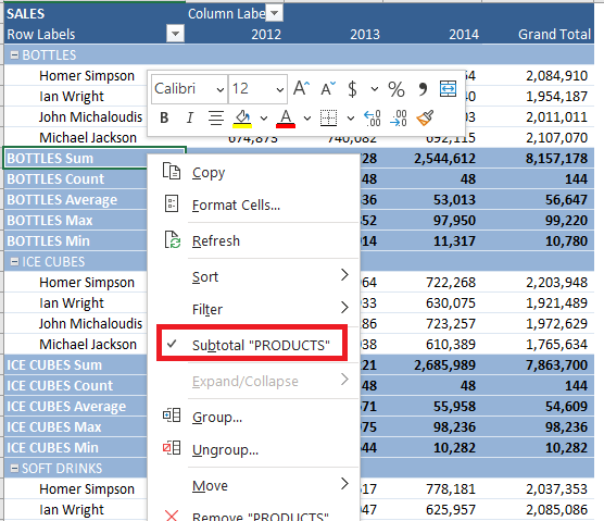 create multiple subtotals in excel