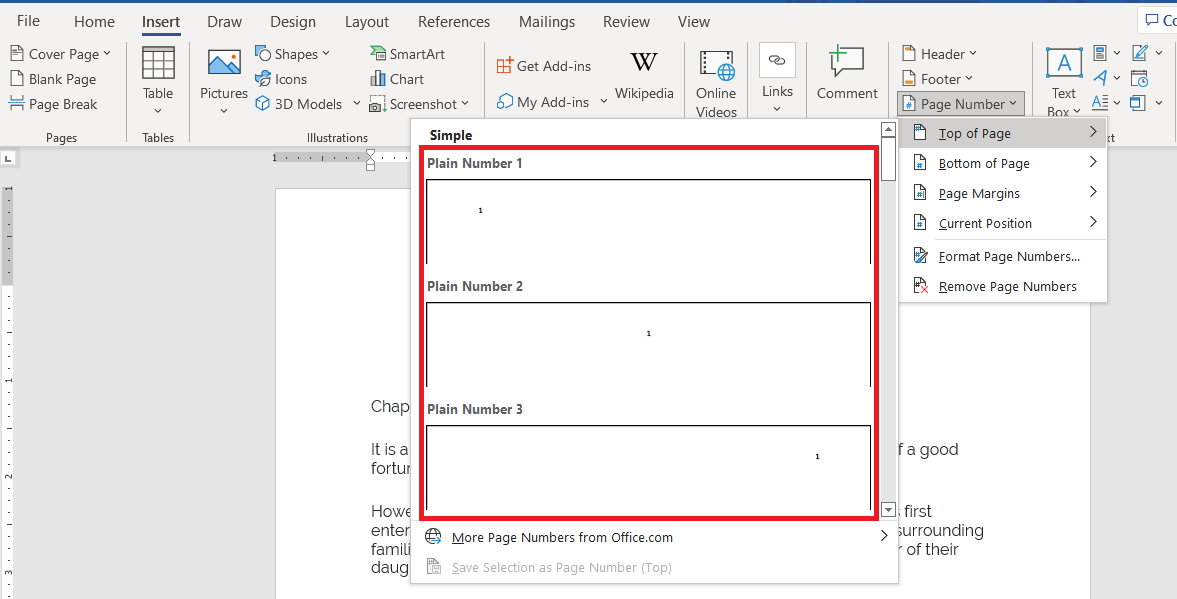 how do i insert page numbers in word