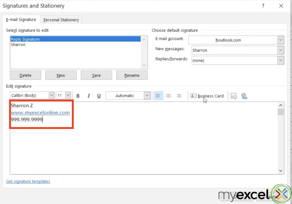 How to Setup A Signature in Outlook | MyExcelOnline