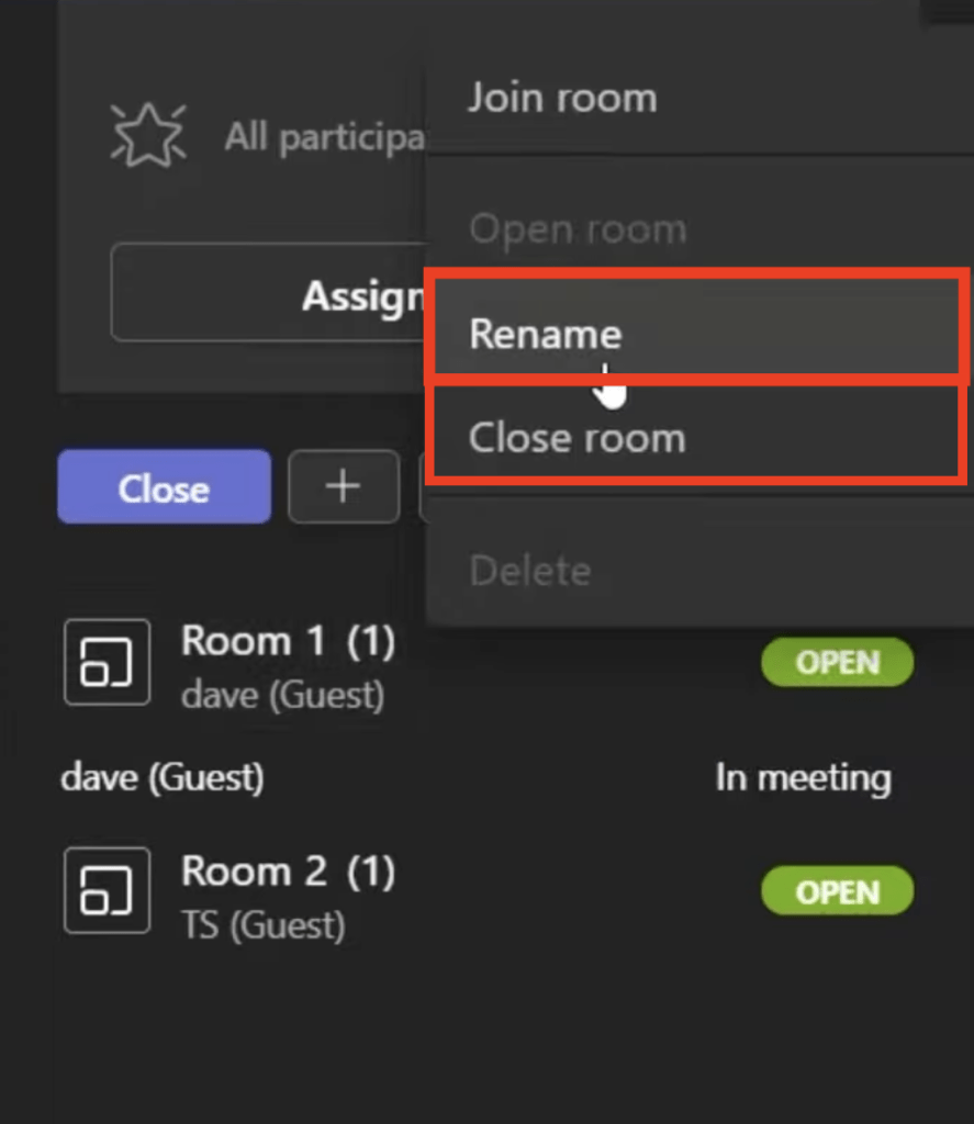 Breakout Room in Microsoft Teams Meeting