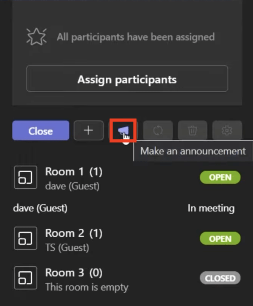 Breakout Room in Microsoft Teams Meeting