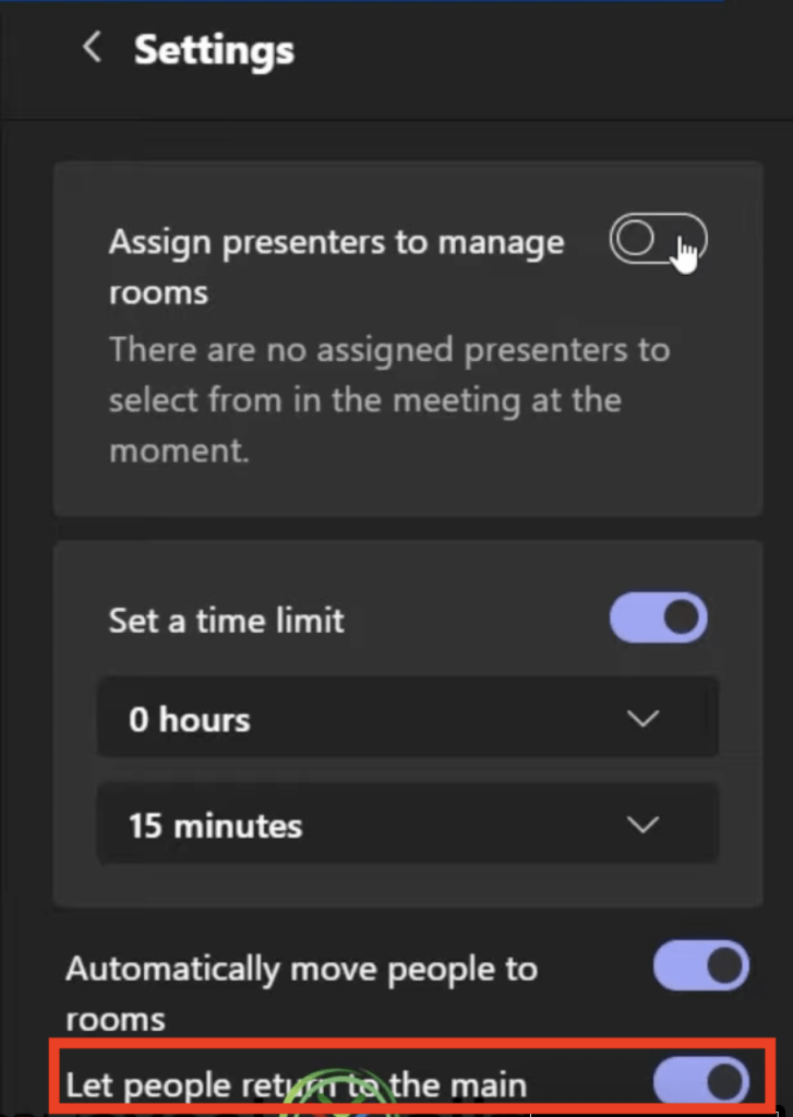 Breakout Room in Microsoft Teams Meeting