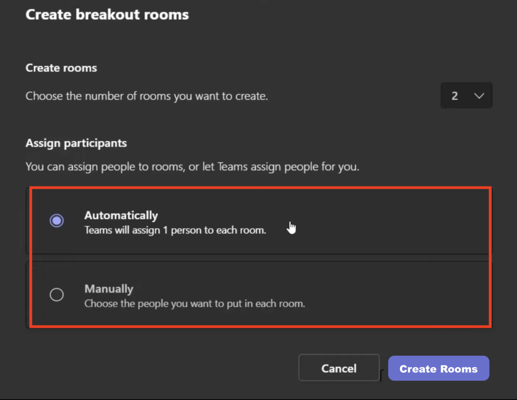 Breakout Room in Microsoft Teams Meeting