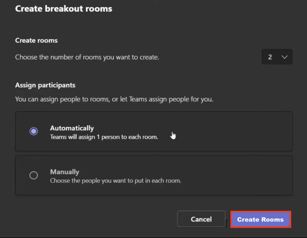 Breakout Room in Microsoft Teams Meeting