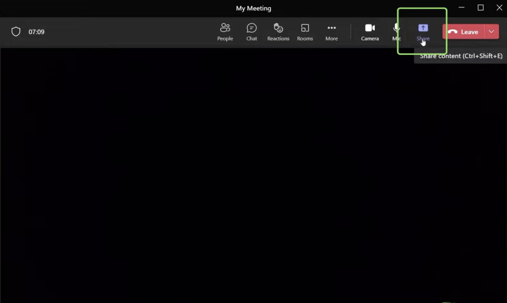 Share Screen in Teams Meeting