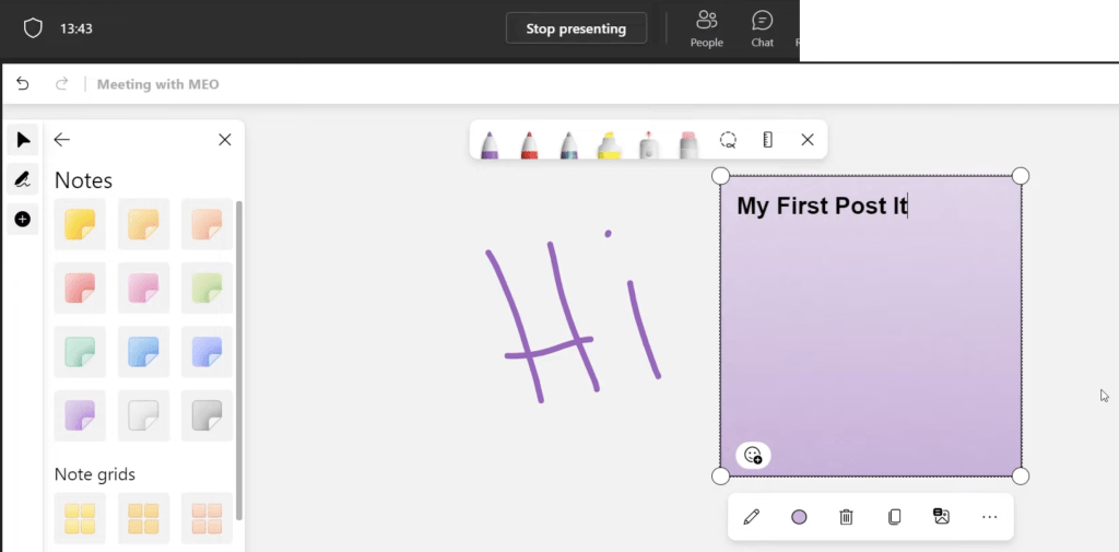 Using the Whiteboard in Microsoft Teams