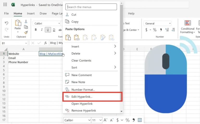 Inserting a Hyperlink in Microsoft Excel | MyExcelOnline