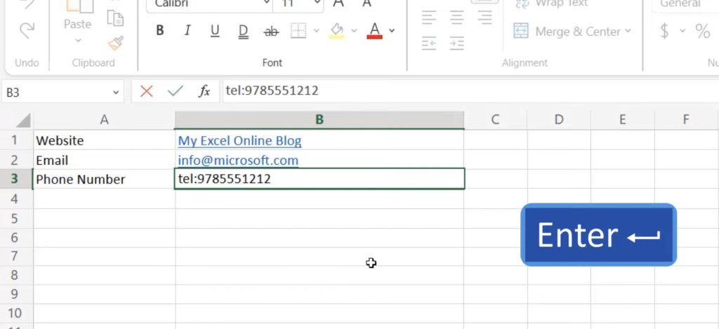 Inserting a Hyperlink in Microsoft Excel