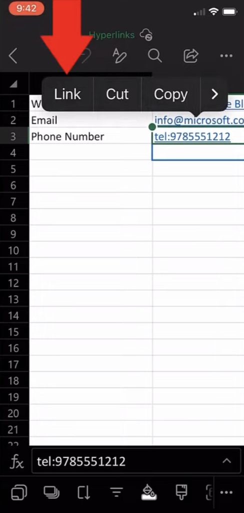 Inserting a Hyperlink in Microsoft Excel