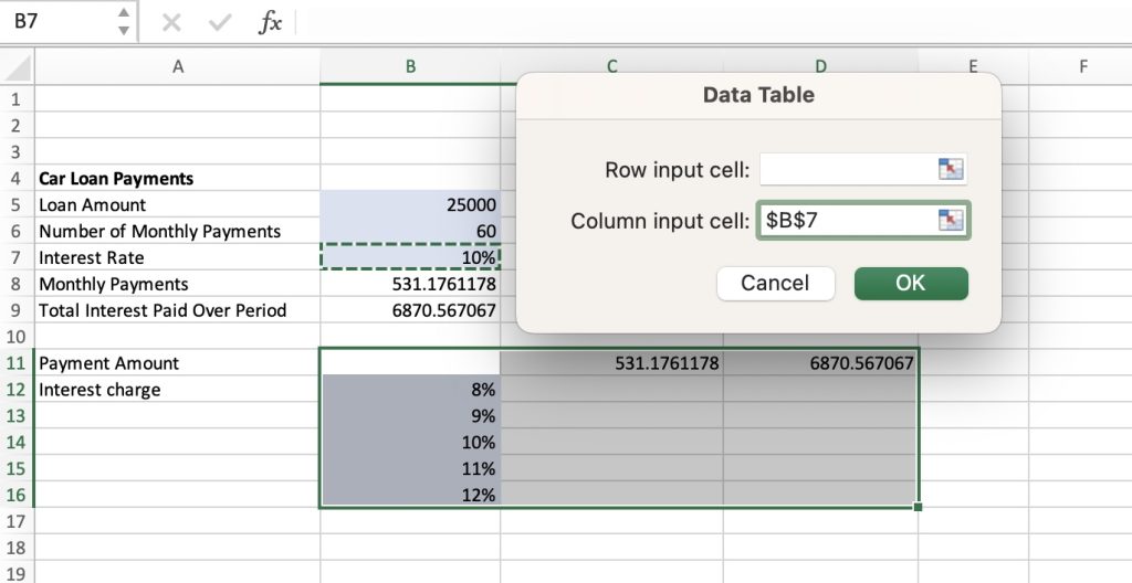 How to Use the One Variable Data in Microsoft Excel