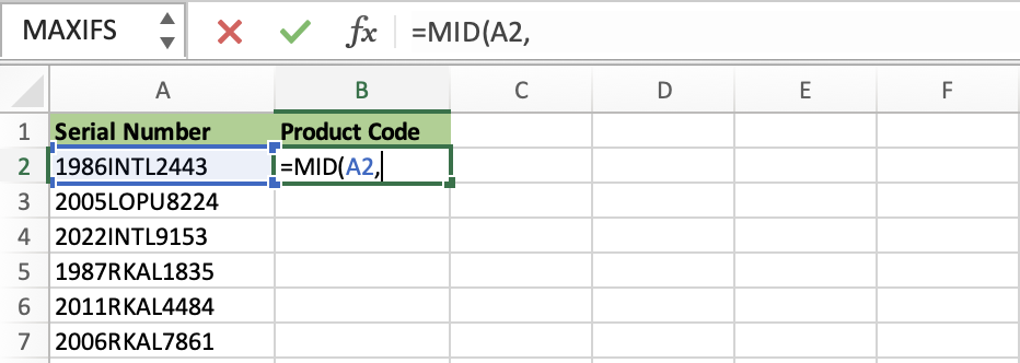 EXCEL SUBSTRING