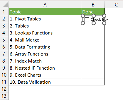 How to insert Check Box